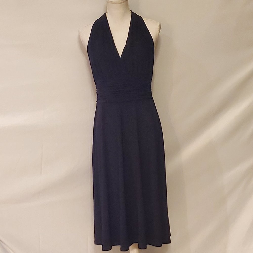 Evan Picone Black Long Ruched Sleeveless Dress